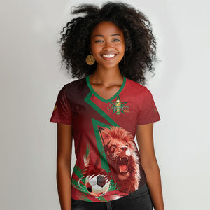Custom Morocco 2026 World Football Women V-Neck T-Shirt Together for One Goal Champions