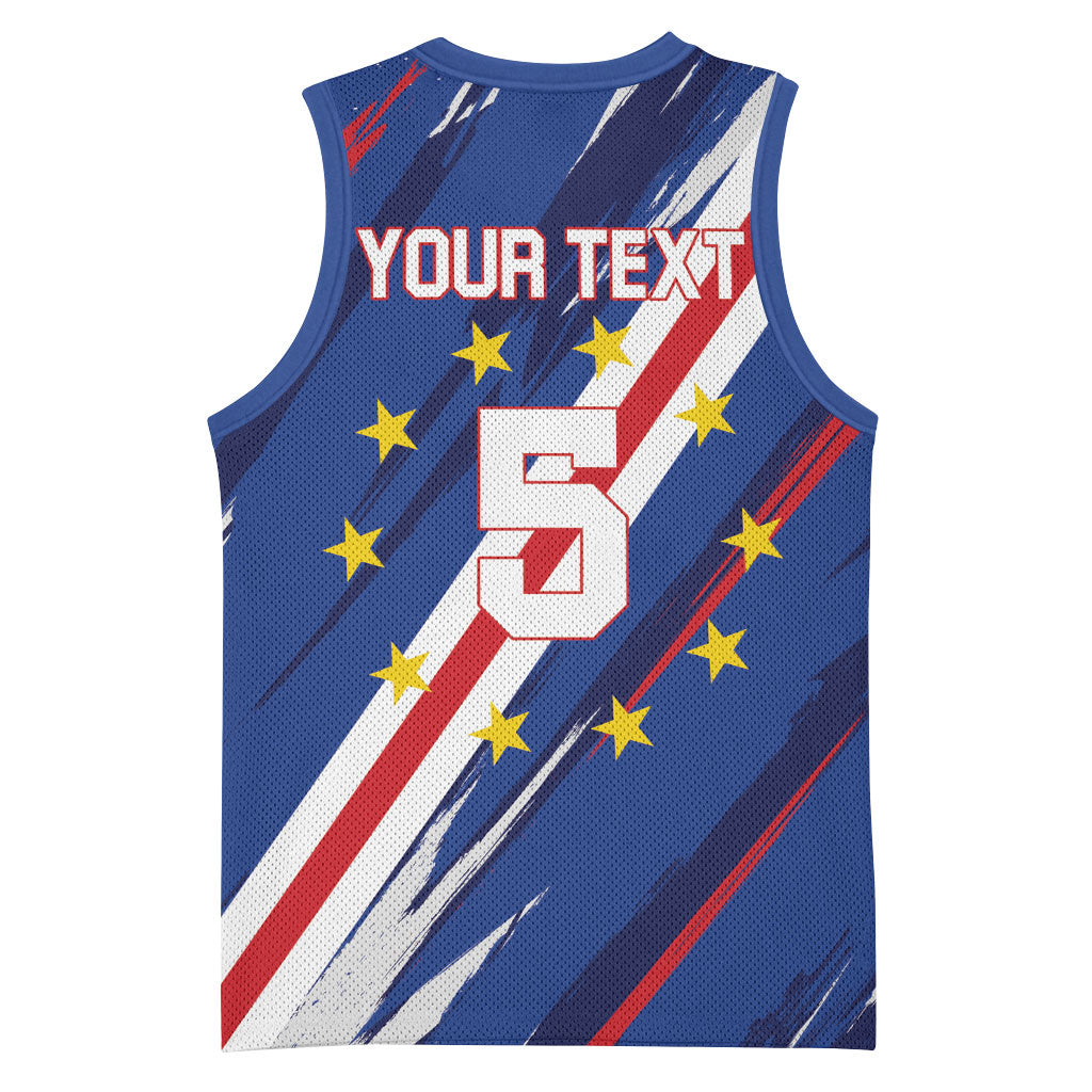 Custom World Football 2026 Cabo Verde Basketball Jersey Tubaroes Azuis Victory