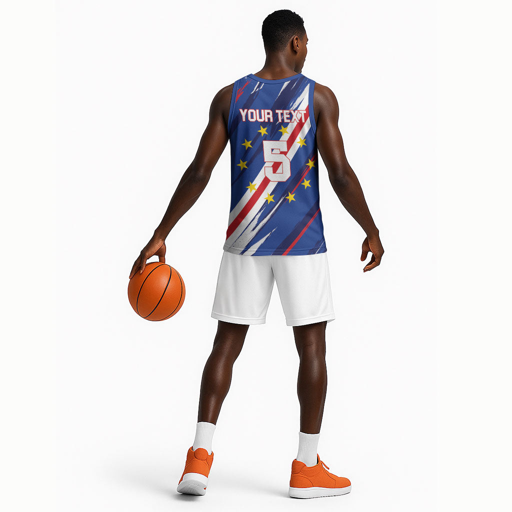 Custom World Football 2026 Cabo Verde Basketball Jersey Tubaroes Azuis Victory