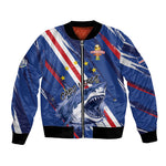 Custom World Football 2026 Cabo Verde Bomber Jacket Tubaroes Azuis Victory