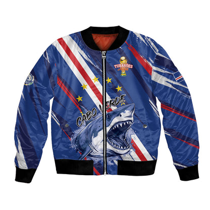 Custom World Football 2026 Cabo Verde Bomber Jacket Tubaroes Azuis Victory