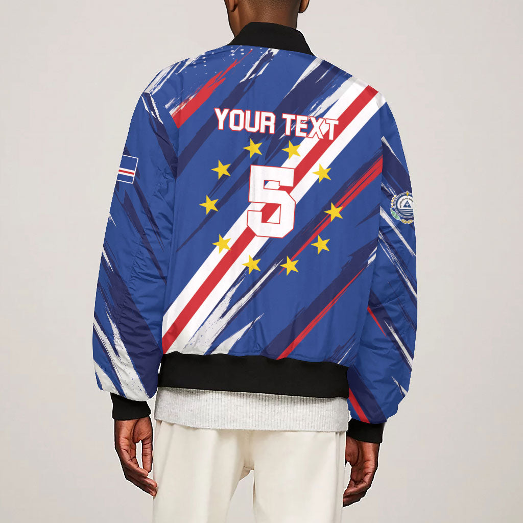 Custom World Football 2026 Cabo Verde Bomber Jacket Tubaroes Azuis Victory