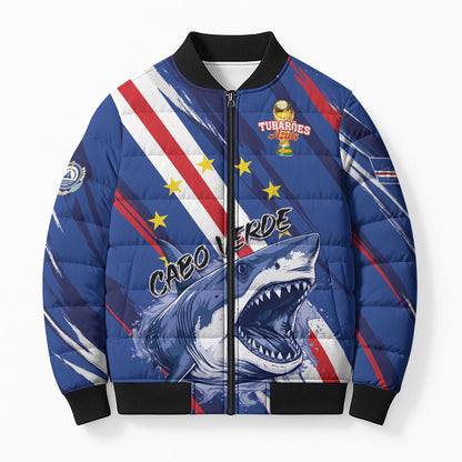 Custom World Football 2026 Cabo Verde Bomber Puffer Jacket Tubaroes Azuis Victory
