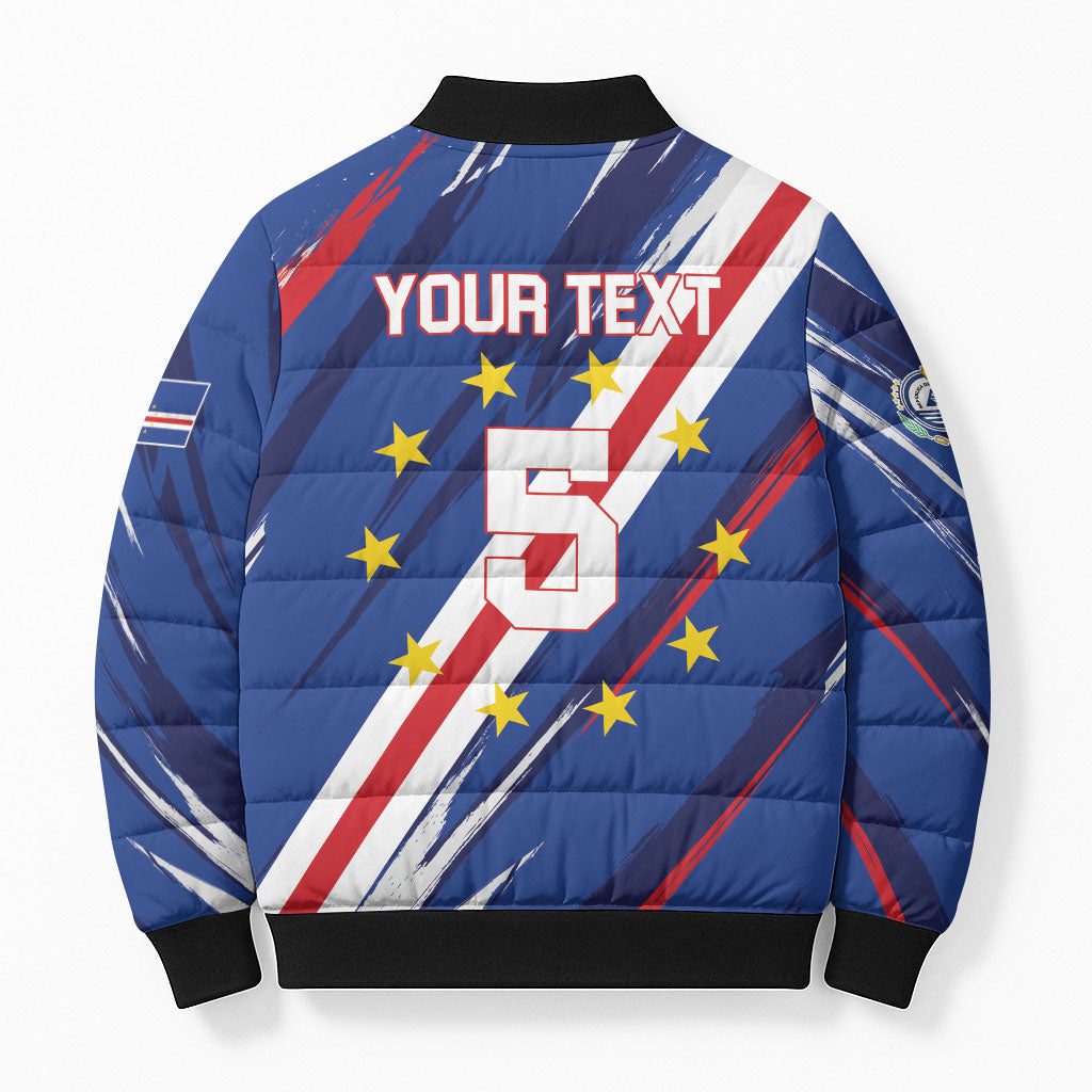 Custom World Football 2026 Cabo Verde Bomber Puffer Jacket Tubaroes Azuis Victory