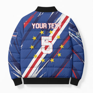 Custom World Football 2026 Cabo Verde Bomber Puffer Jacket Tubaroes Azuis Victory
