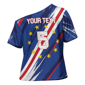 Custom World Football 2026 Cabo Verde Cross Shoulder Shirt Tubaroes Azuis Victory