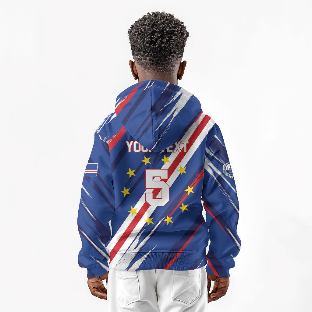 Custom World Football 2026 Cabo Verde Kid Hoodie Tubaroes Azuis Victory