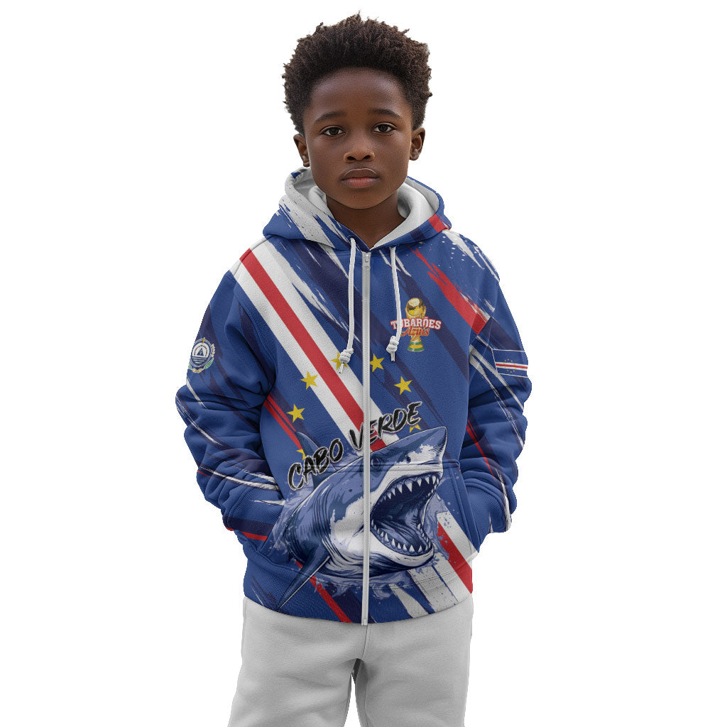 Custom World Football 2026 Cabo Verde Kid Hoodie Tubaroes Azuis Victory