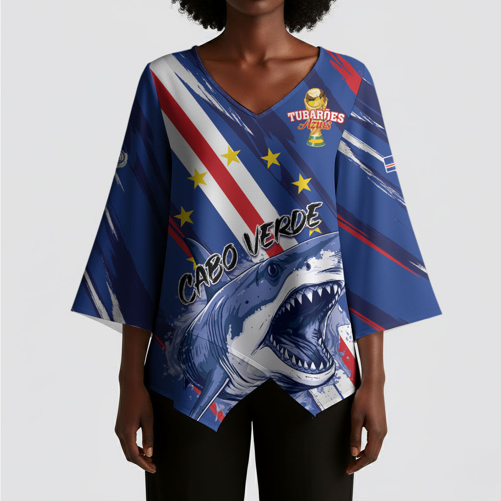 Custom World Football 2026 Cabo Verde Kimono Sleeve Blouse Tubaroes Azuis Victory