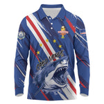 Custom World Football 2026 Cabo Verde Long Sleeve Polo Shirt Tubaroes Azuis Victory