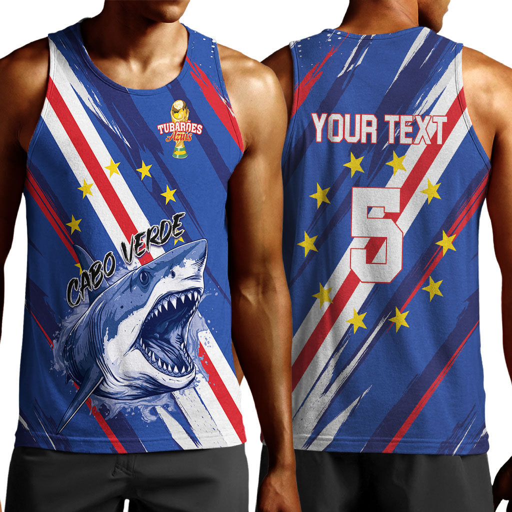 Custom World Football 2026 Cabo Verde Men Tank Top Tubaroes Azuis Victory