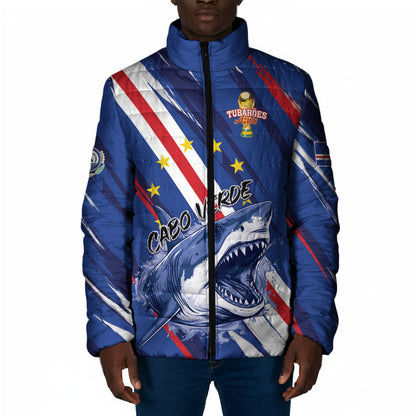 Custom World Football 2026 Cabo Verde Padded Jacket Tubaroes Azuis Victory