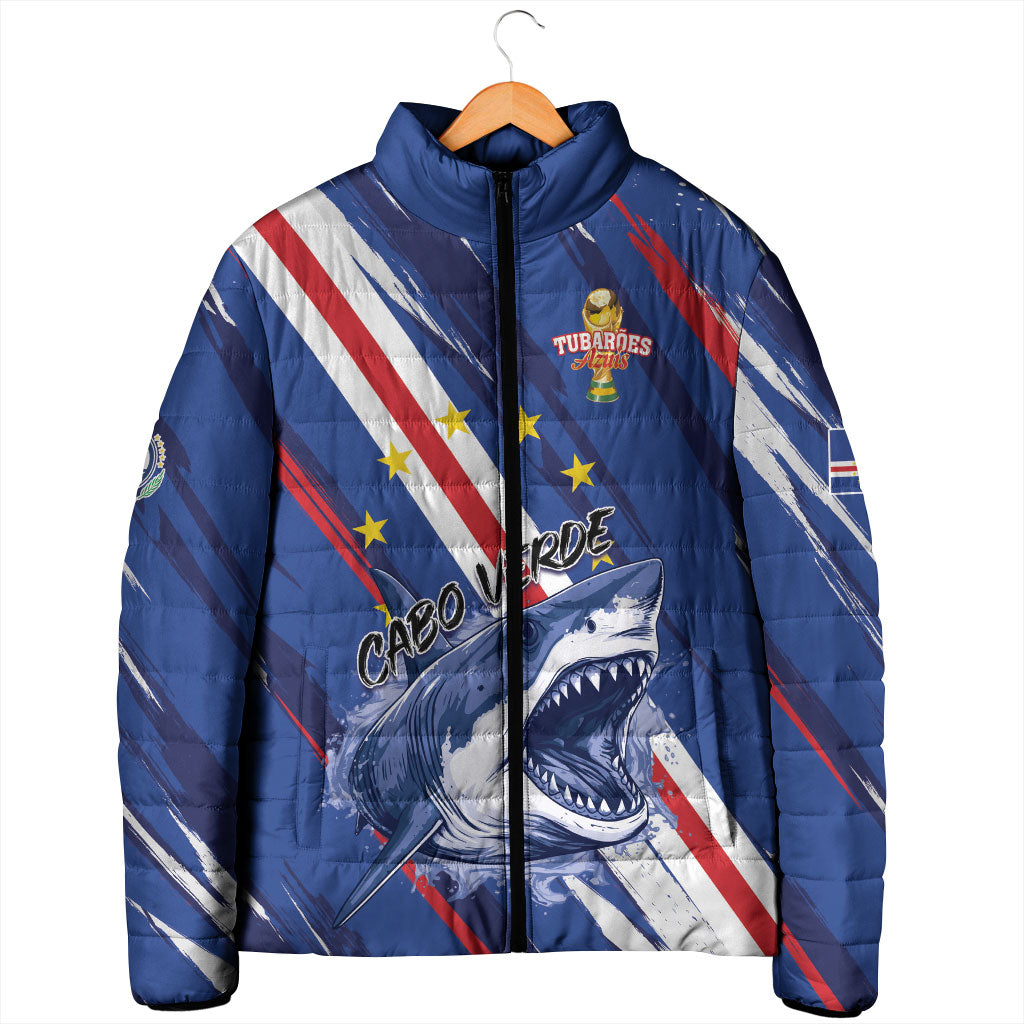 Custom World Football 2026 Cabo Verde Padded Jacket Tubaroes Azuis Victory