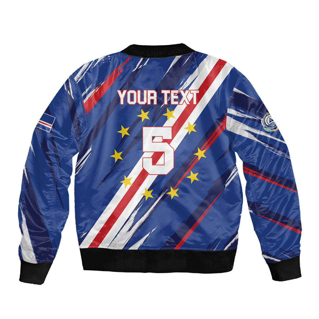 Custom World Football 2026 Cabo Verde Sleeve Zip Bomber Jacket Tubaroes Azuis Victory