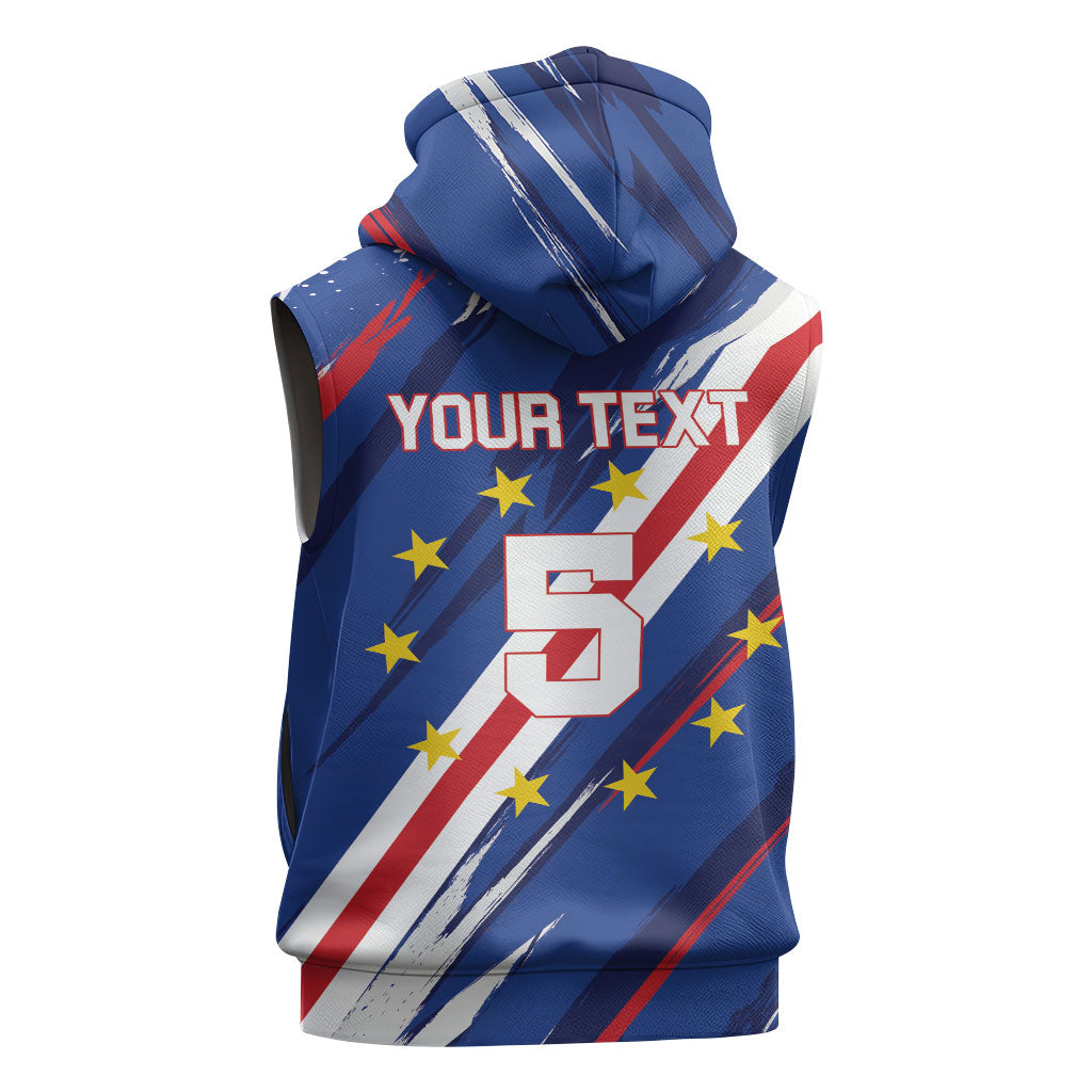 Custom World Football 2026 Cabo Verde Sleeveless Hoodie Tubaroes Azuis Victory