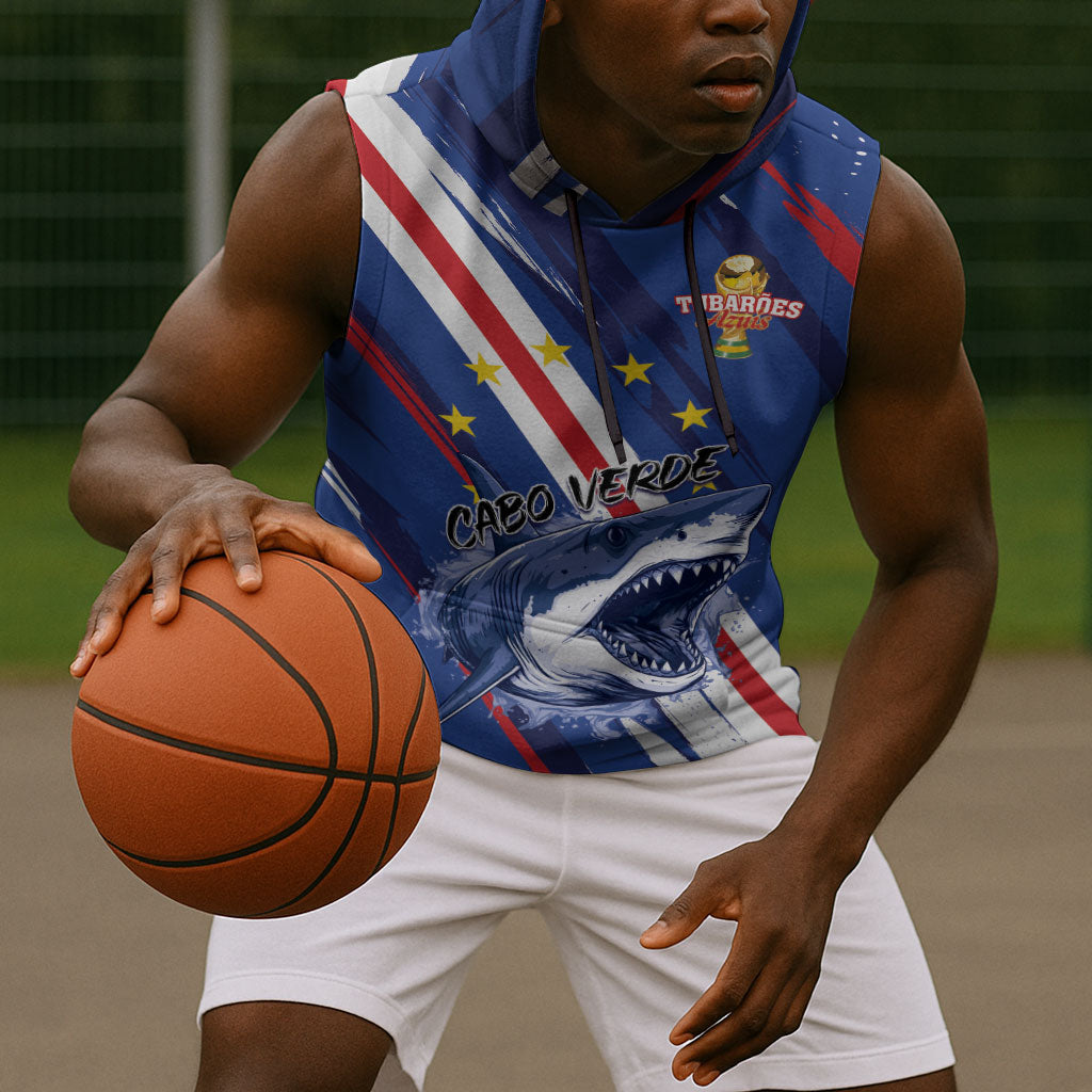 Custom World Football 2026 Cabo Verde Sleeveless Hoodie Tubaroes Azuis Victory