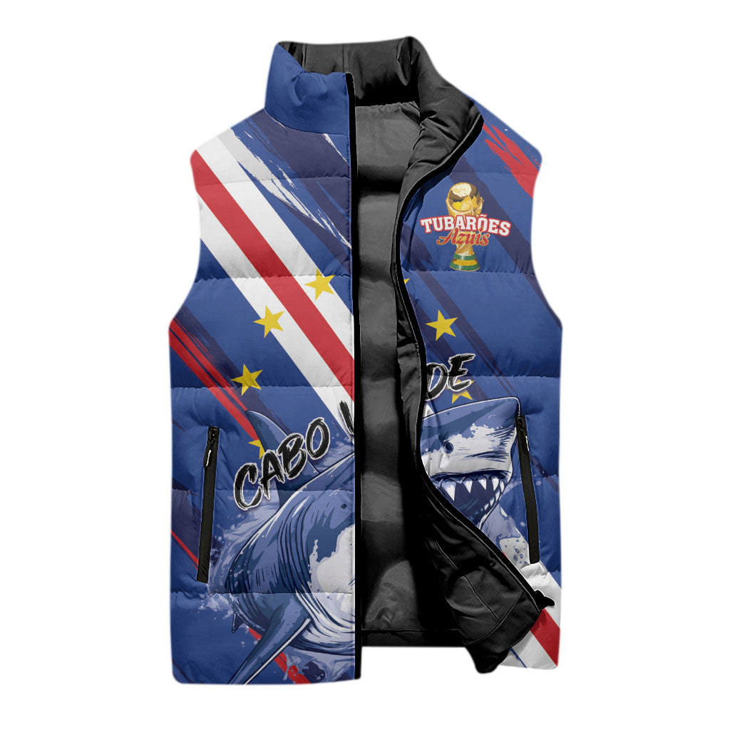 Custom World Football 2026 Cabo Verde Sleeveless Puffer Jacket Tubaroes Azuis Victory