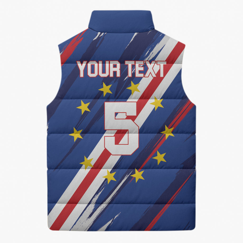 Custom World Football 2026 Cabo Verde Sleeveless Puffer Jacket Tubaroes Azuis Victory