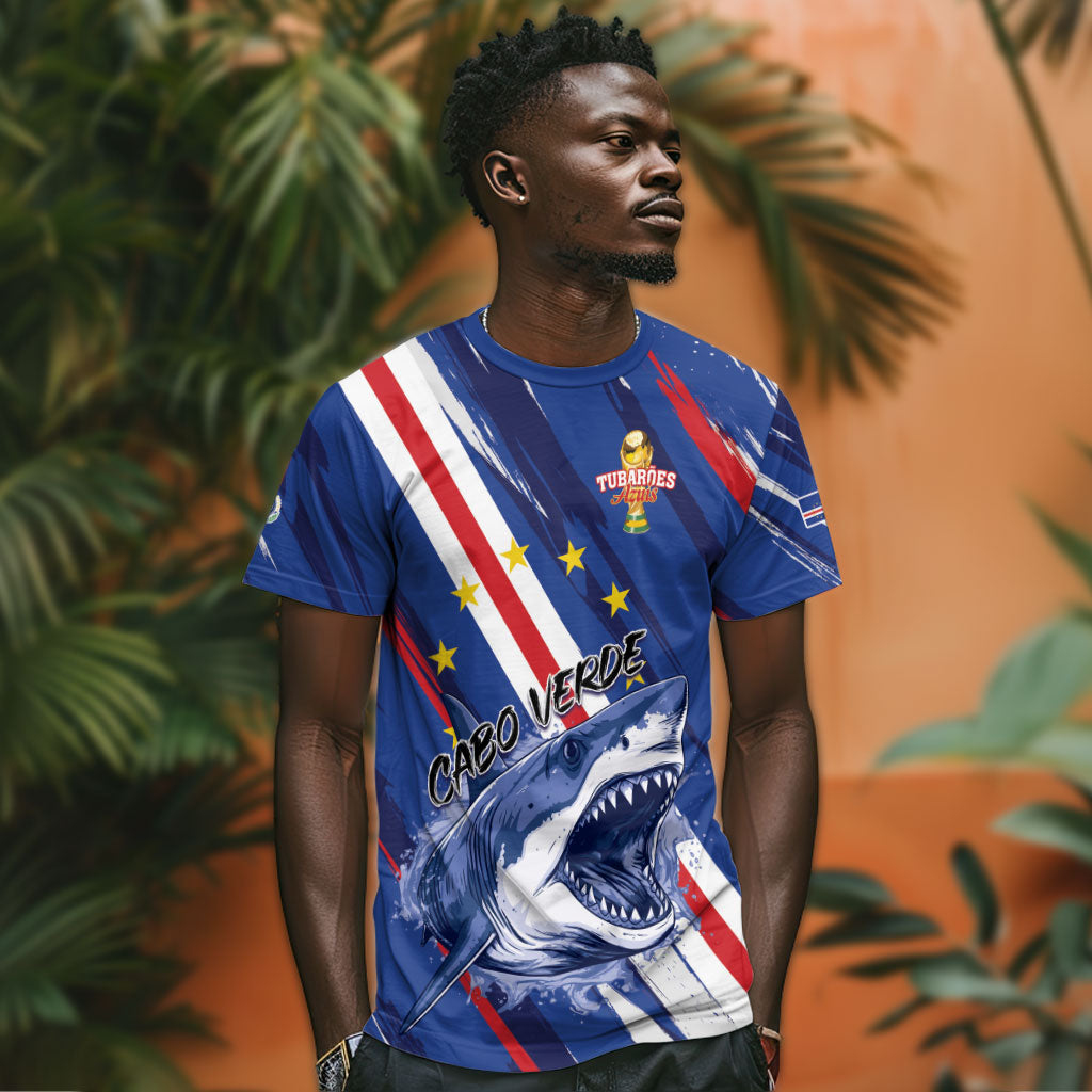 Custom World Football 2026 Cabo Verde T shirt Tubaroes Azuis Victory