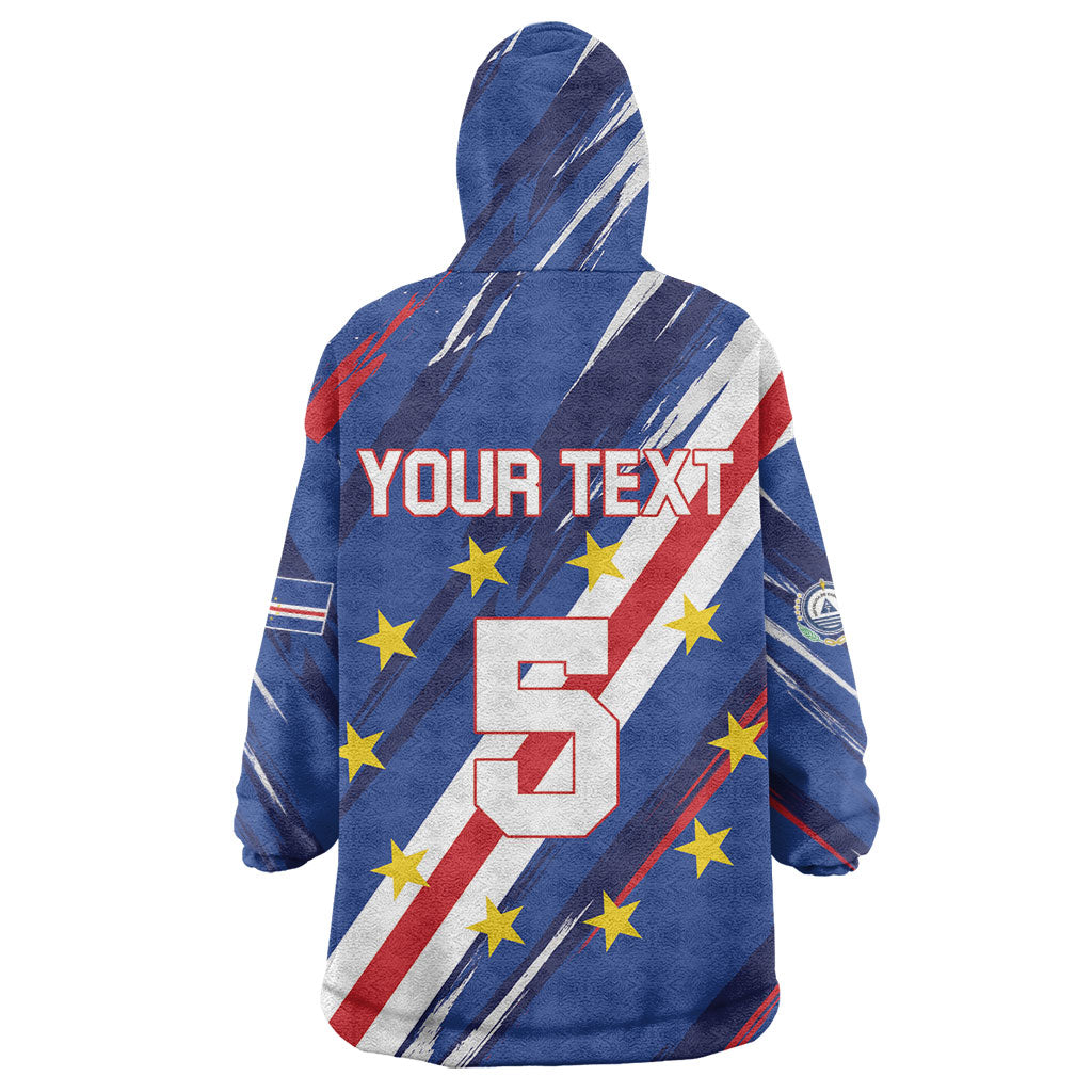 Custom World Football 2026 Cabo Verde Wearable Blanket Hoodie Tubaroes Azuis Victory