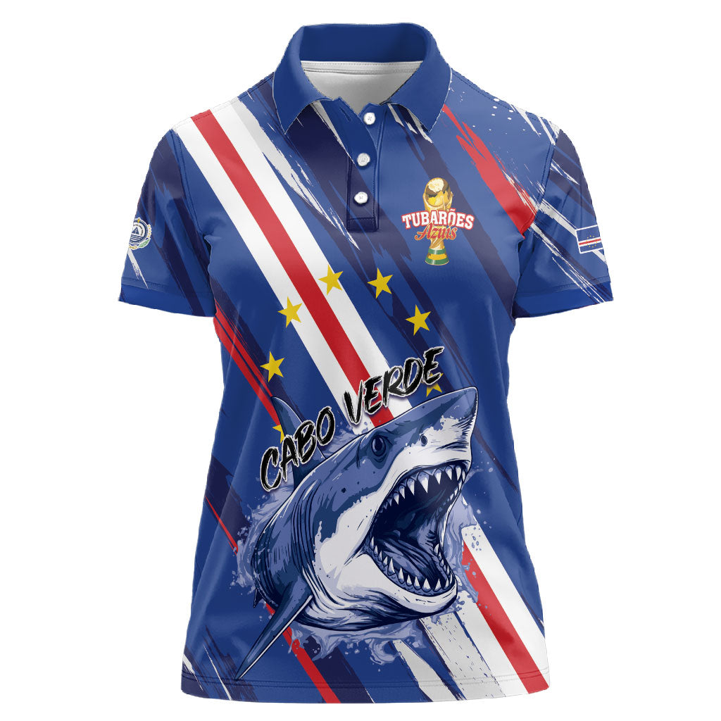 Custom World Football 2026 Cabo Verde Women Polo Shirt Tubaroes Azuis Victory