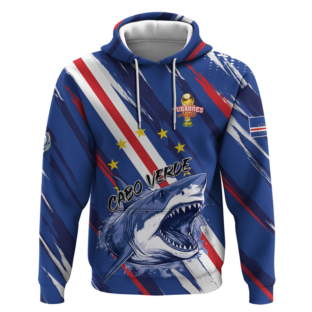 Custom World Football 2026 Cabo Verde Zip Hoodie Tubaroes Azuis Victory