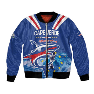 Custom Cape Verde Football 2026 Blue Shark Bomber Jacket Go Champions