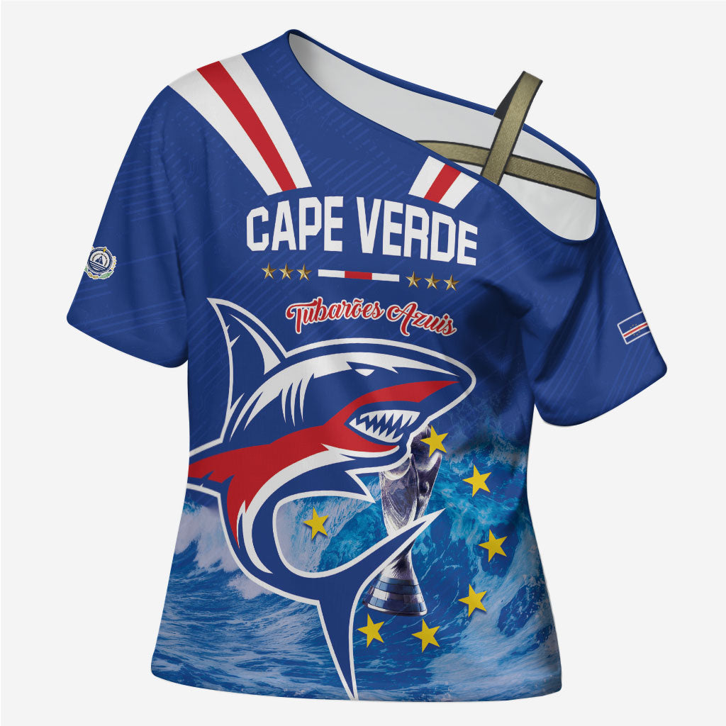 Custom Cape Verde Football 2026 Blue Shark Cross Shoulder Shirt Go Champions