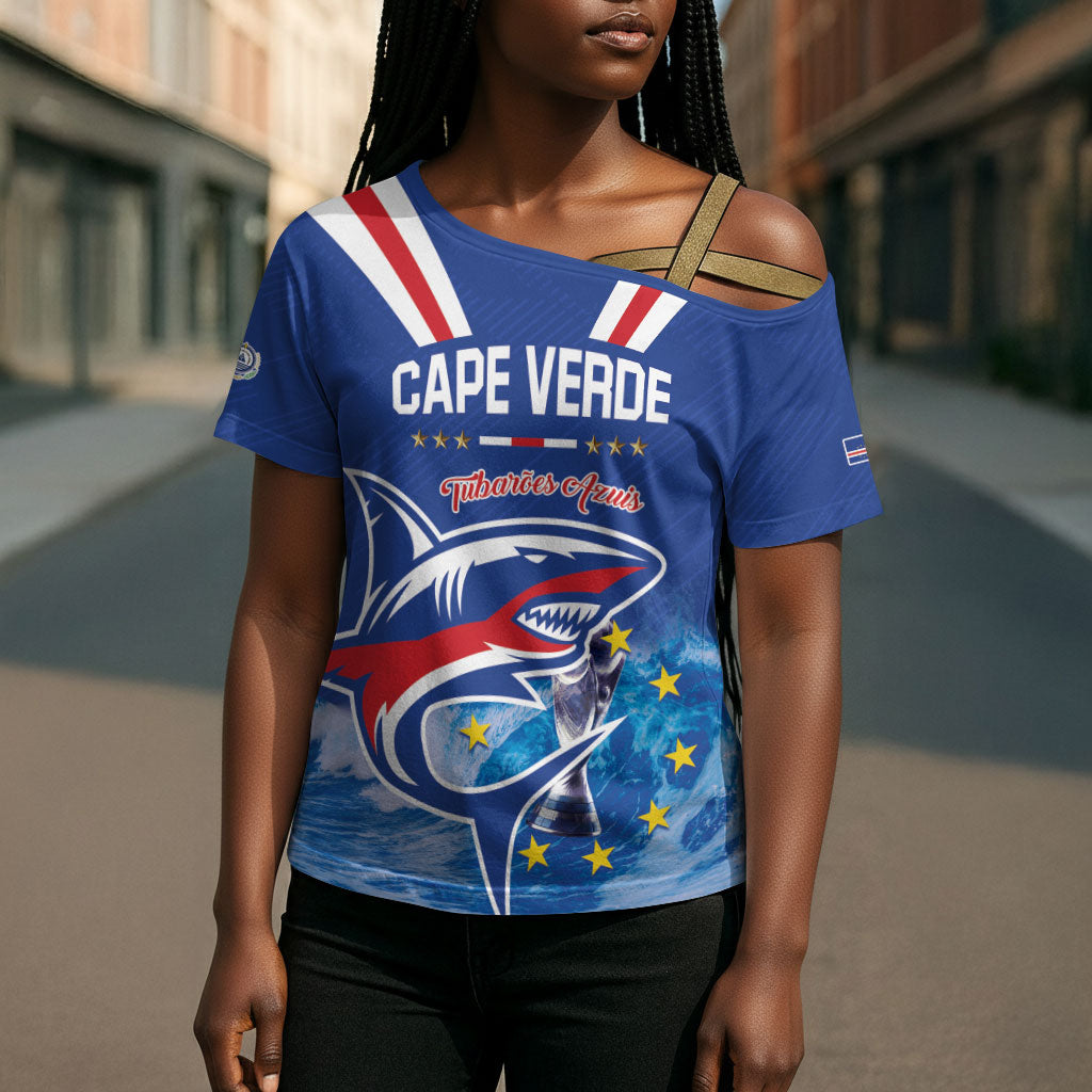 Custom Cape Verde Football 2026 Blue Shark Cross Shoulder Shirt Go Champions