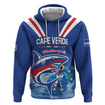 Custom Cape Verde Football 2026 Blue Shark Hoodie Go Champions