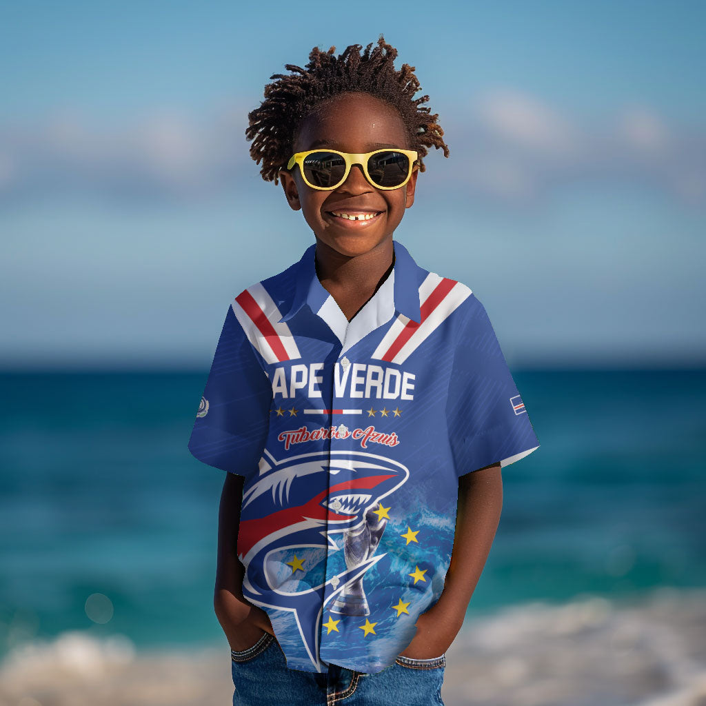 Custom Cape Verde Football 2026 Blue Shark Kid Hawaiian Shirt Go Champions