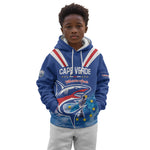 Custom Cape Verde Football 2026 Blue Shark Kid Hoodie Go Champions