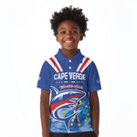 Custom Cape Verde Football 2026 Blue Shark Kid Polo Shirt Go Champions