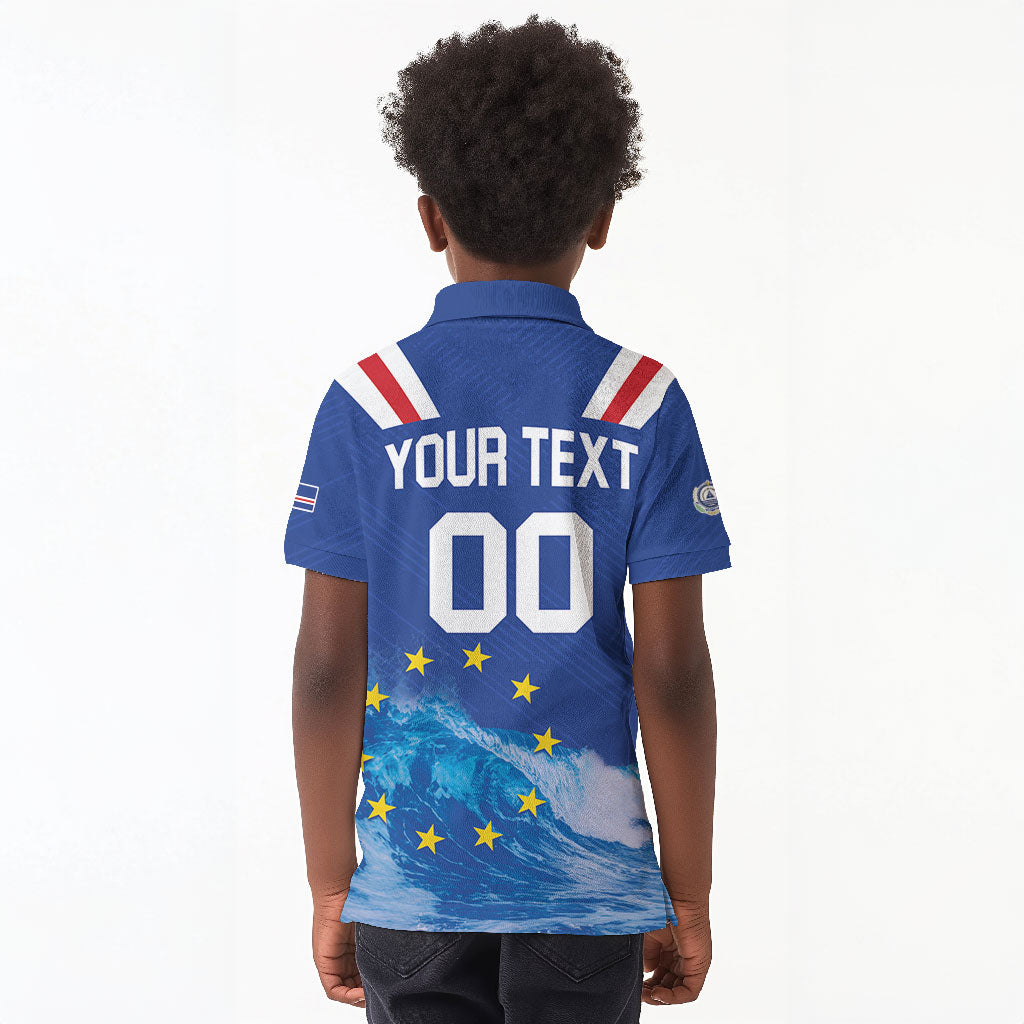 Custom Cape Verde Football 2026 Blue Shark Kid Polo Shirt Go Champions