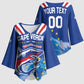 Custom Cape Verde Football 2026 Blue Shark Kimono Sleeve Blouse Go Champions