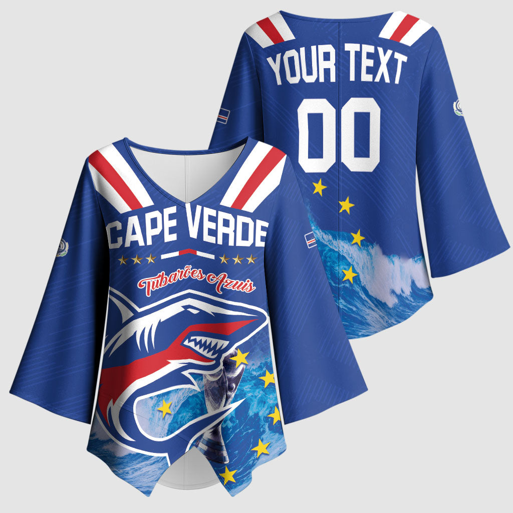 Custom Cape Verde Football 2026 Blue Shark Kimono Sleeve Blouse Go Champions