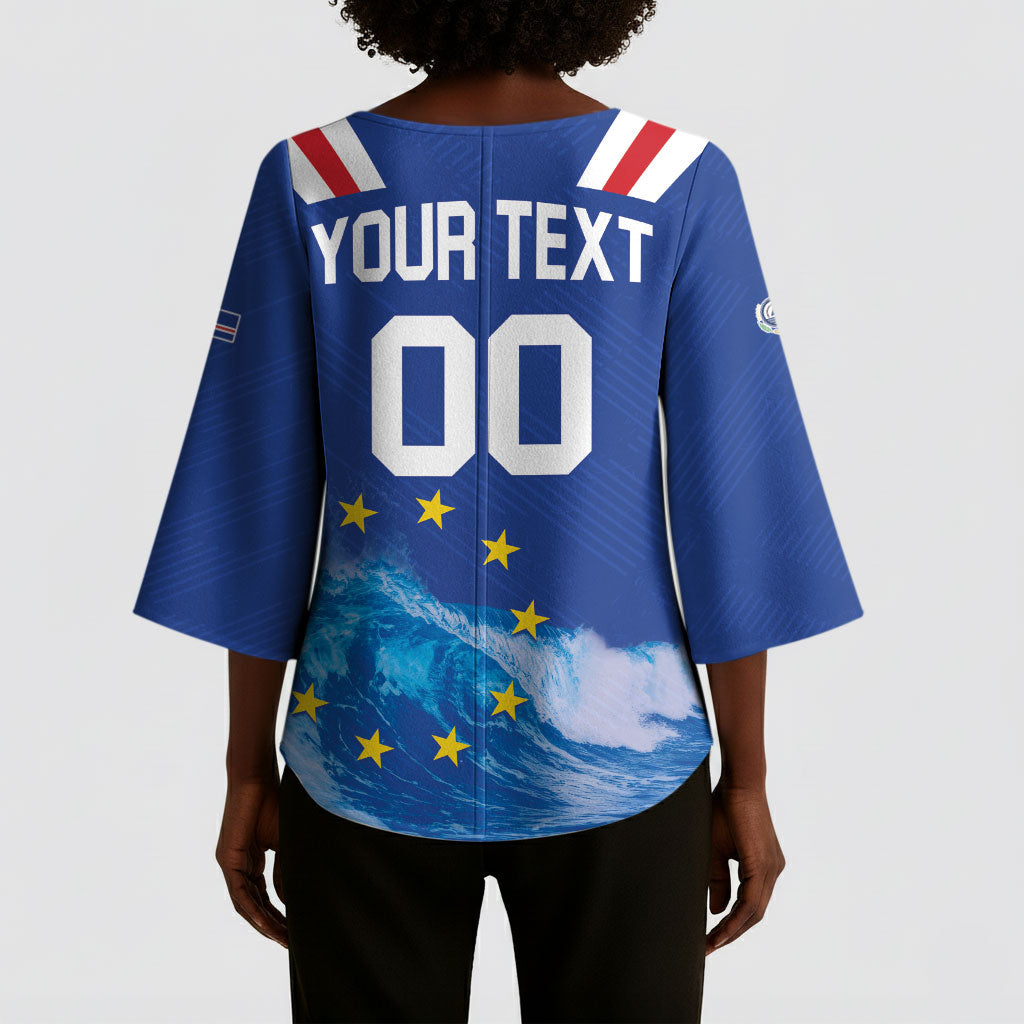 Custom Cape Verde Football 2026 Blue Shark Kimono Sleeve Blouse Go Champions