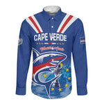 Custom Cape Verde Football 2026 Blue Shark Long Sleeve Button Shirt Go Champions
