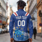 Custom Cape Verde Football 2026 Blue Shark Long Sleeve Button Shirt Go Champions