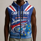 Custom Cape Verde Football 2026 Blue Shark Sleeveless Zip Hoodie Go Champions