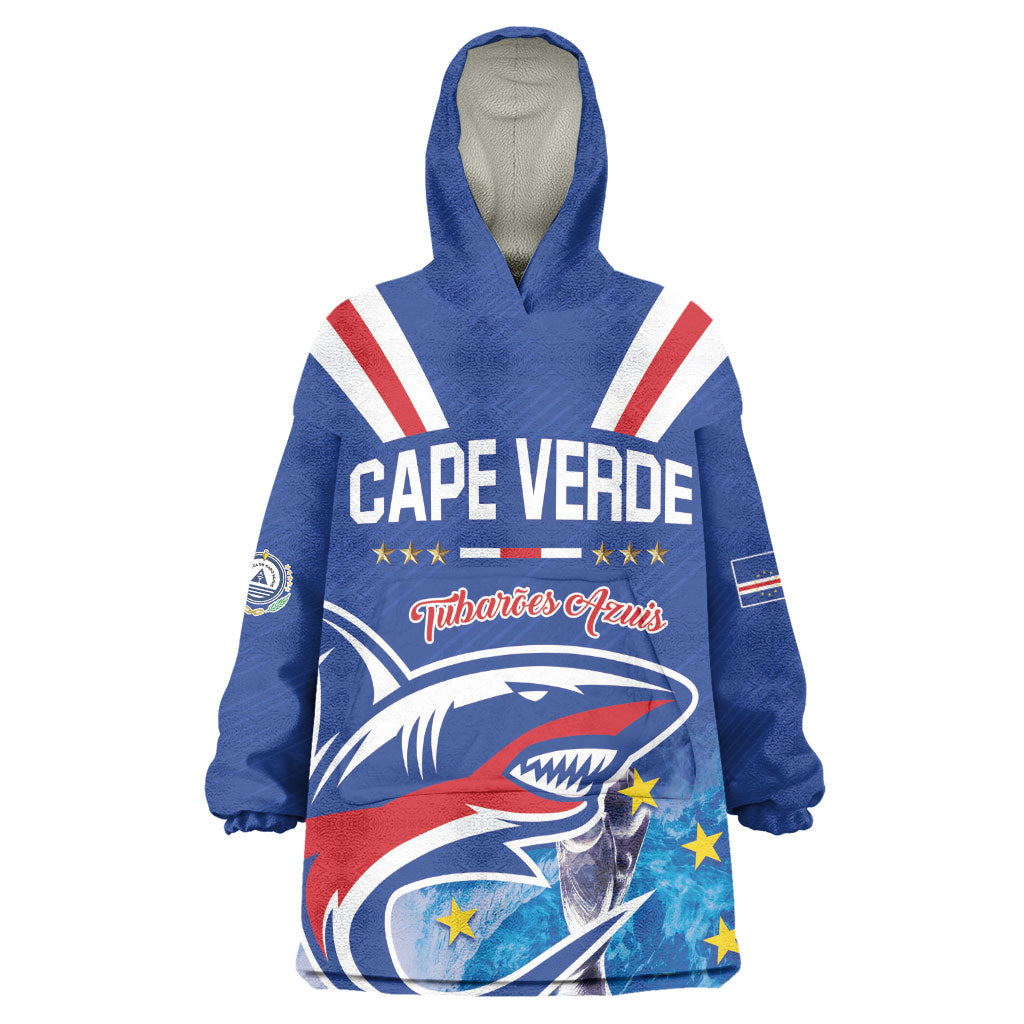 Custom Cape Verde Football 2026 Blue Shark Wearable Blanket Hoodie Go Champions