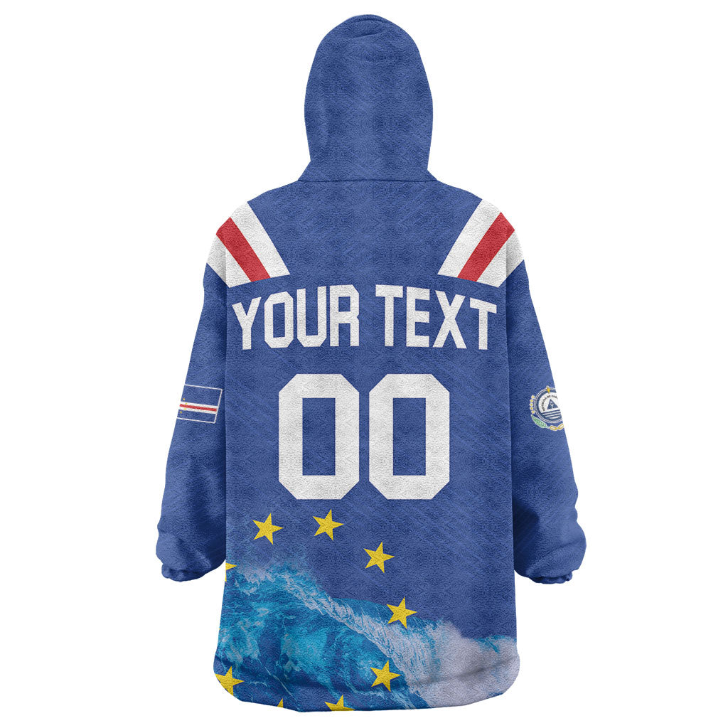 Custom Cape Verde Football 2026 Blue Shark Wearable Blanket Hoodie Go Champions