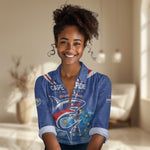 Custom Cape Verde Football 2026 Blue Shark Women Casual Shirt Go Champions