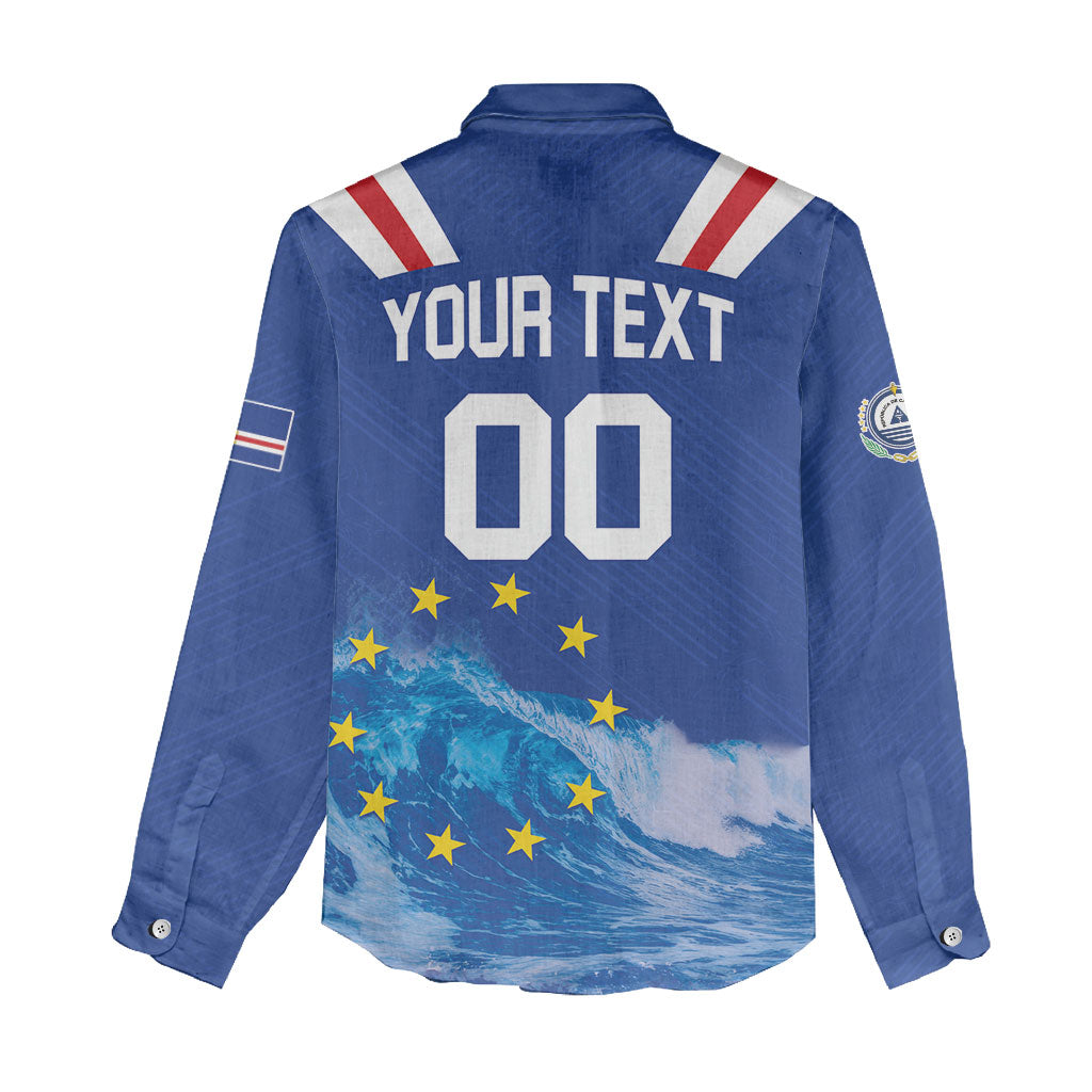 Custom Cape Verde Football 2026 Blue Shark Women Casual Shirt Go Champions