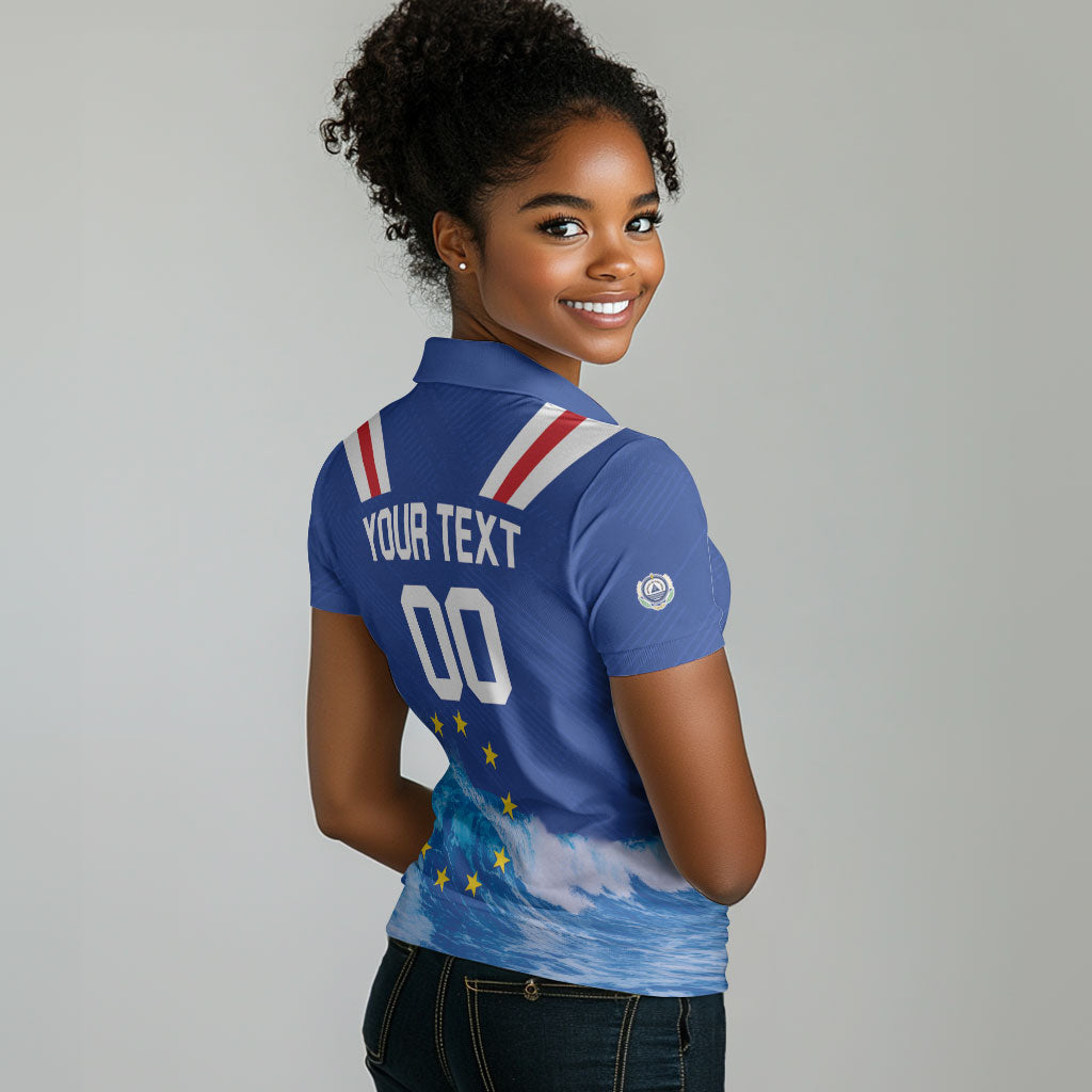 Custom Cape Verde Football 2026 Blue Shark Women Polo Shirt Go Champions