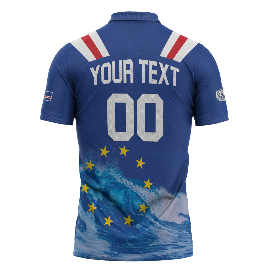 Custom Cape Verde Football 2026 Blue Shark Zipper Polo Shirt Go Champions