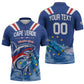 Custom Cape Verde Football 2026 Blue Shark Zipper Polo Shirt Go Champions