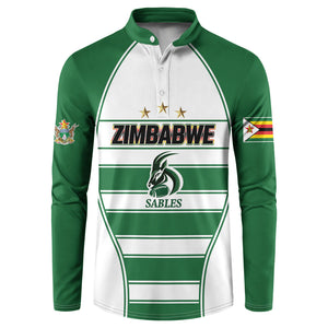 Custom Zimbabwe Rugby 3rd Africa Cup Button Sweatshirt The Sables Back-to-Back Champions