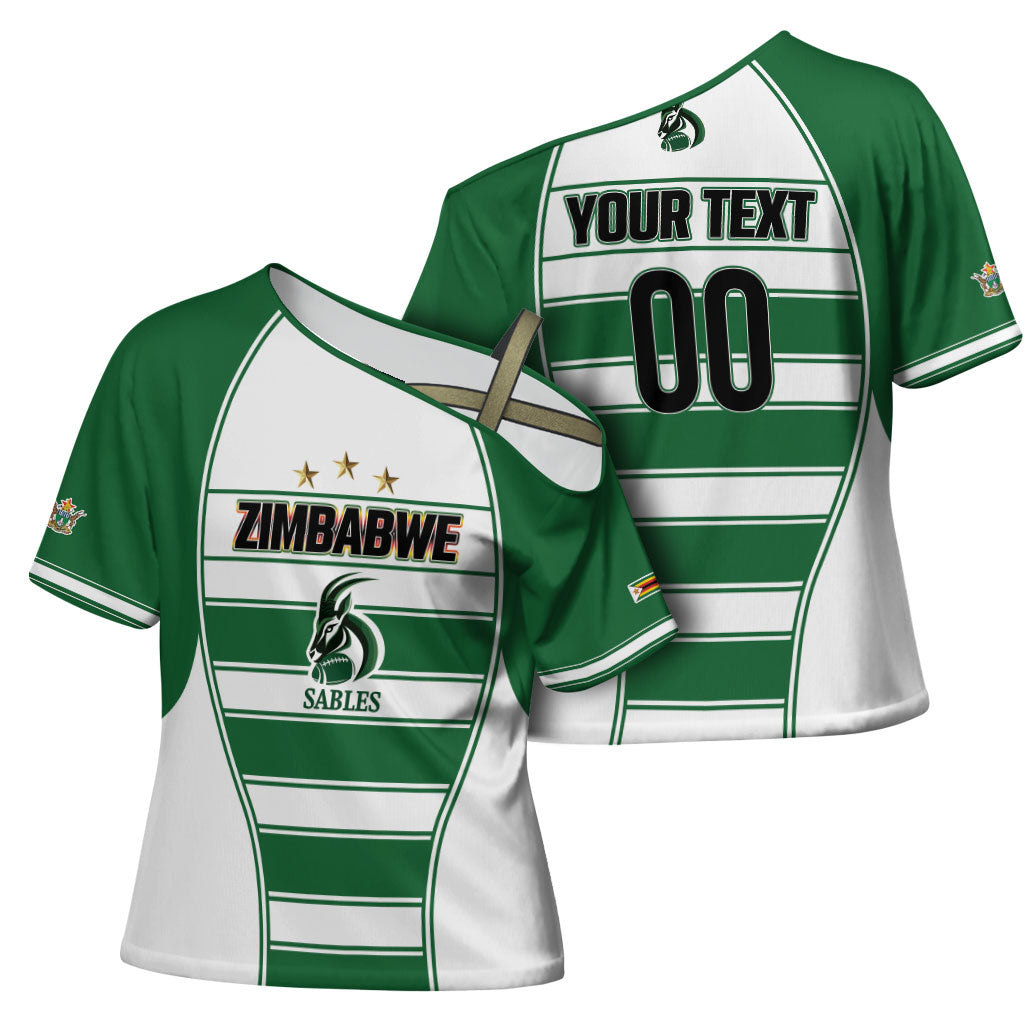 Custom Zimbabwe Rugby 3rd Africa Cup Cross Shoulder Shirt The Sables Back-to-Back Champions