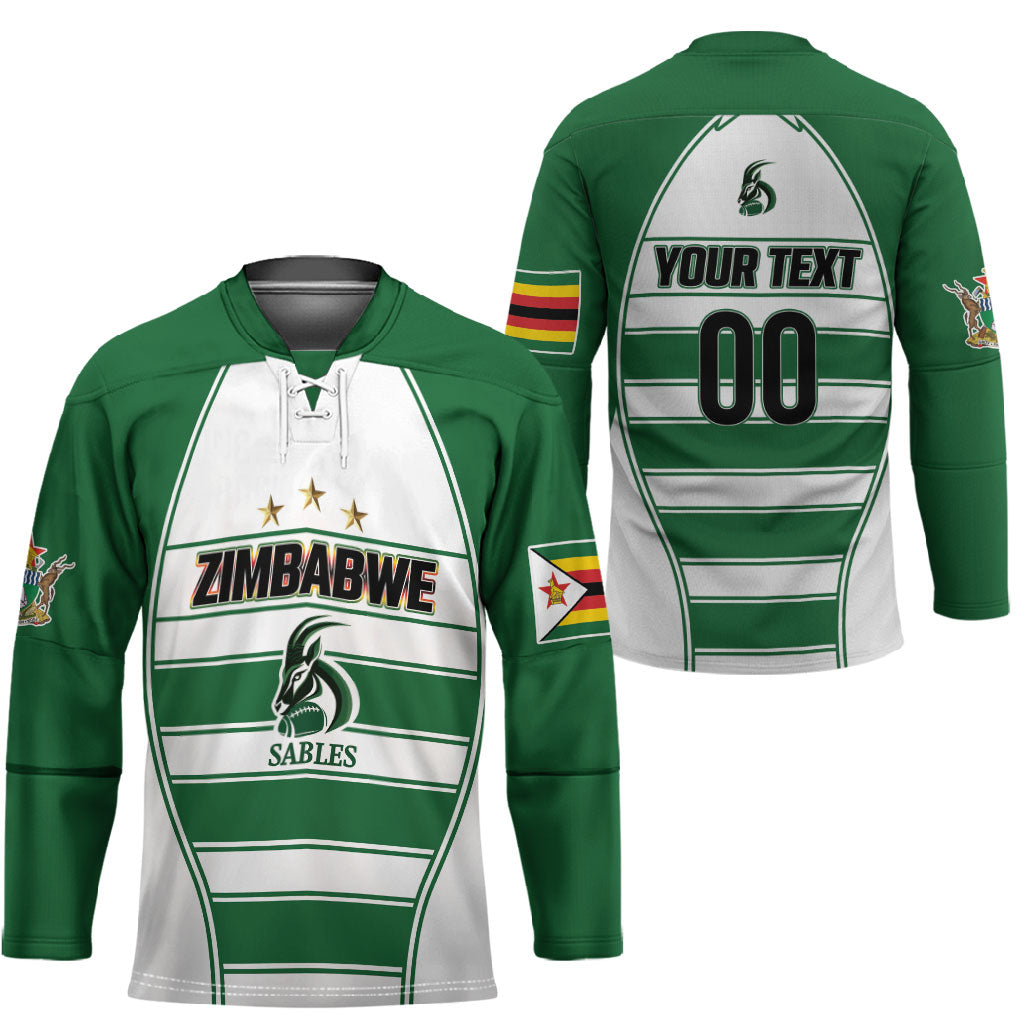 Custom Zimbabwe Rugby 3rd Africa Cup Hockey Jersey The Sables Back-to-Back Champions